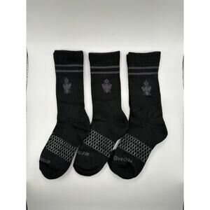BOMBAS Size Small 3 Pairs Honeycomb Crew Socks Black Unisex for 4-7.5